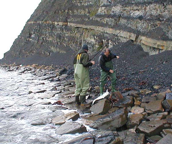 Safely on the beach with a bit of a hand from Alan Vaughan.