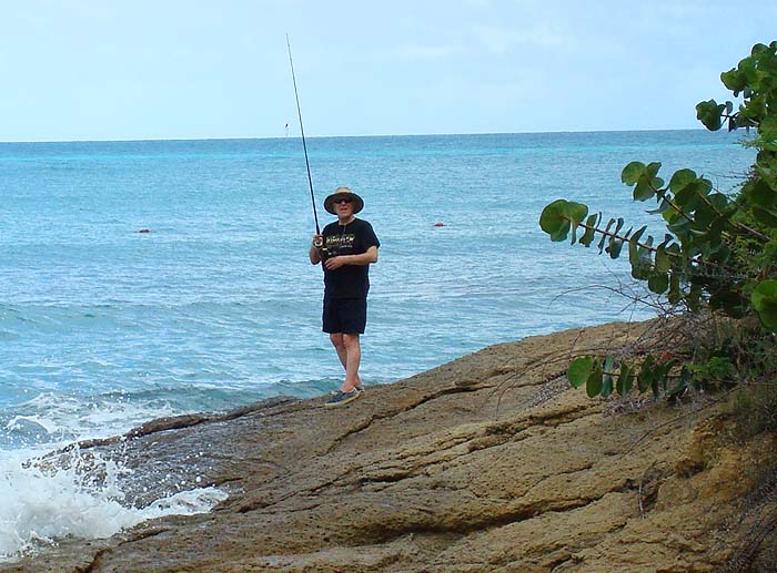 On my first morning I lost a lure in a snag fishing from these rocks in the dark.