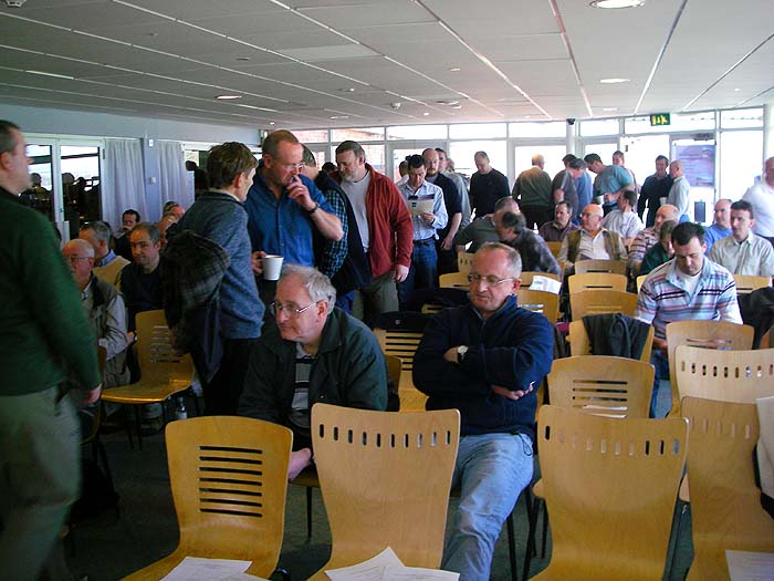 The hall was packed and bass fishing talk was in the air.