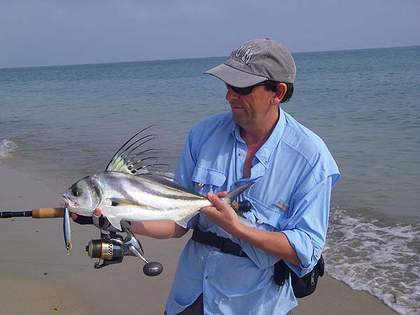 His first rooster fish.