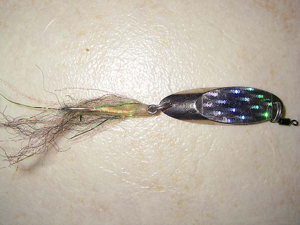 A 16g wedge with the treble replaced. It works but not as well as I would like.