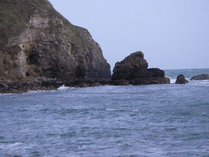 Ben plugging away at the base of the cliff. He says the seal appeared just in front of him.