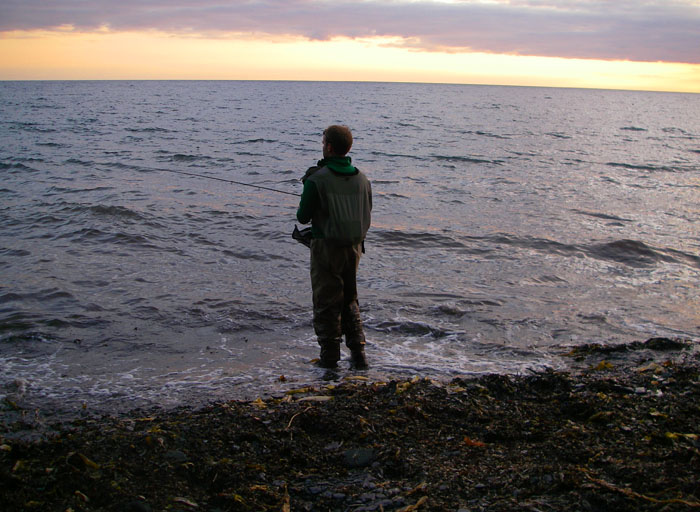 This angler was fly fishing when I walked along. Note the piles of maggot infested weed round his feet.