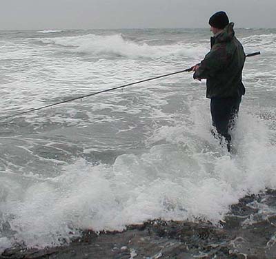 It was not too difficult wading but the cross wind made casting difficult.