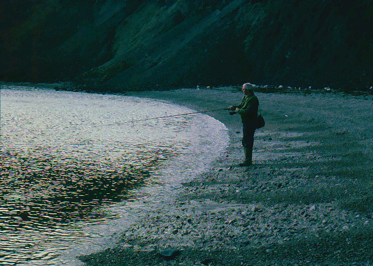 Nostalgia! My pal Harry spinning with eight pound nylon and a twelve foot rod.