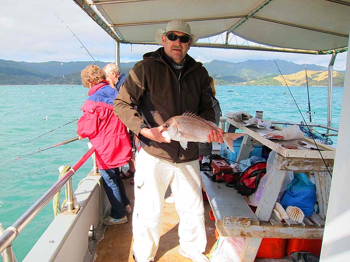 A good snapper from the mussel farm.