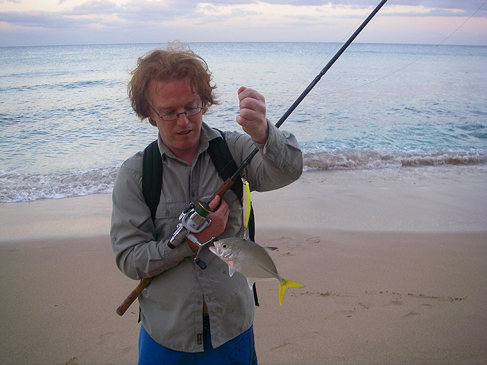 Clearly it took the Angel Kiss and hooked itself in the back - it was returned and swam off strongly.