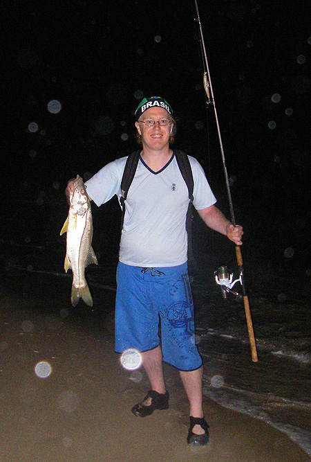 Within a few chucks he had landed a nice snook, note the Angel Kiss lure.