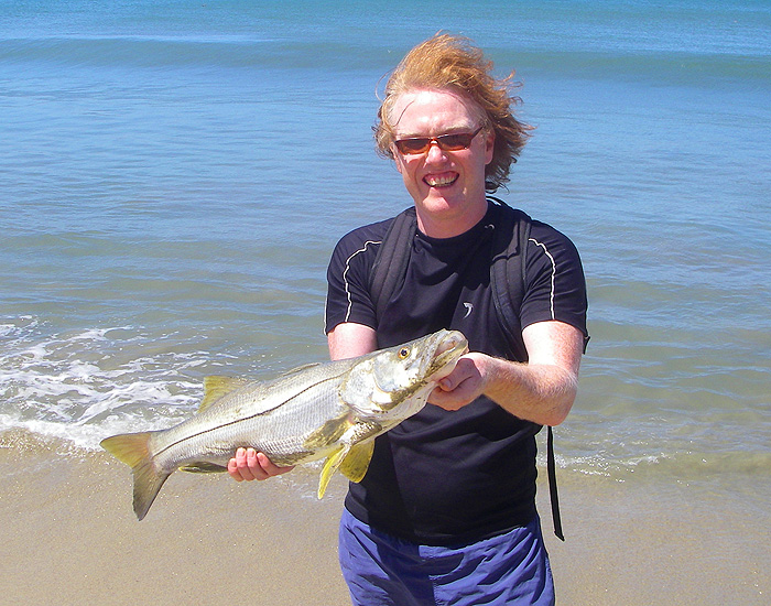 The fish looks good and my son (chip off the old block) looks suitably dishevelled.