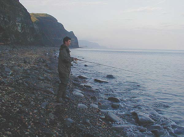 While we were fishing another angler turned up - he is just visible on the ledge in the background. We had walked about as far again as where he is standing.