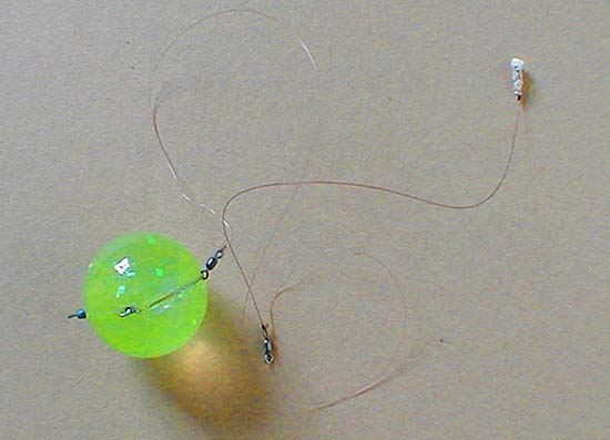 The ball acts as a heavy float and the maggot fly is on an uptrace dropper.