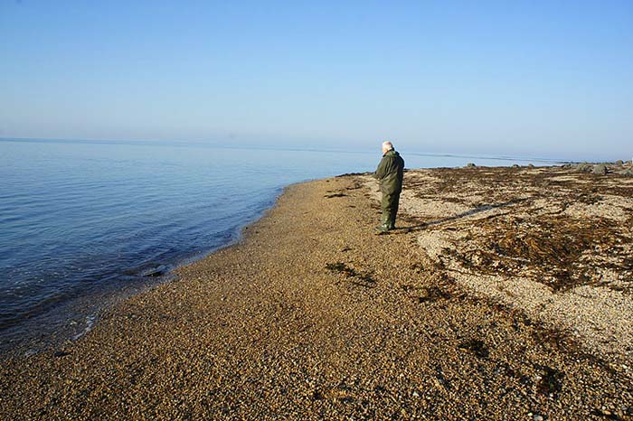 This time on a stretch of shingle in the bright sunlight.