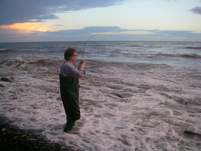 My third son, on a visit from Brazil, into a big mullet.