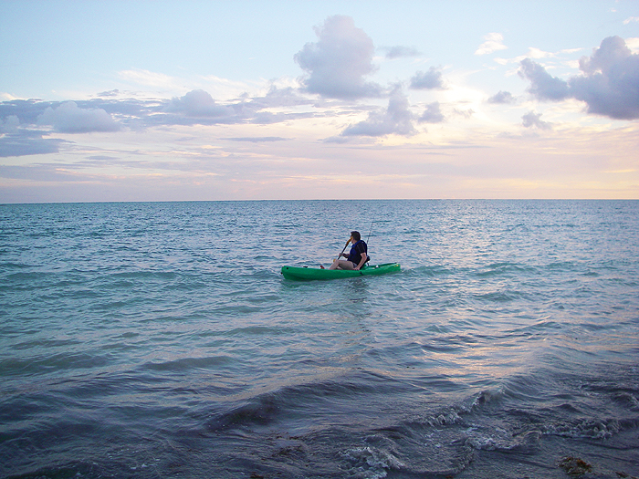 Richard returning from a short session in the lagoon.