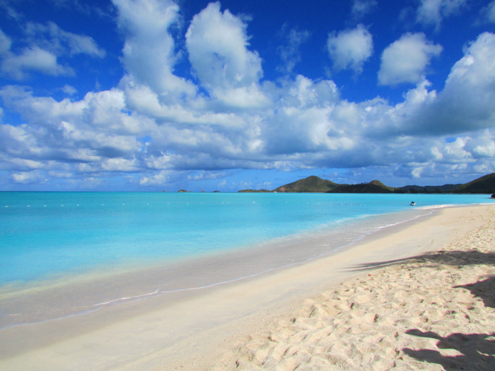 The fine white sand often turned the sea a milky blue colour.