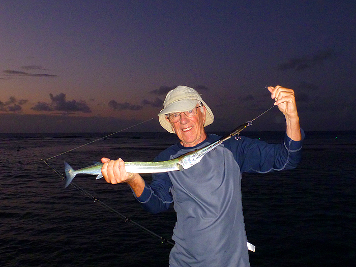 Over the two weeks we miied/lost quite a few of these fish - not unusual with that narrow toothy beak.