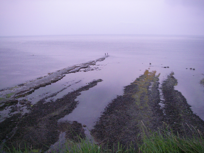 Two bass anglers out on the ledges.