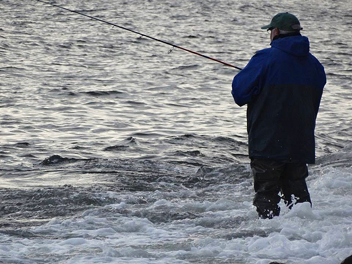 Nigel retrieving his lure.