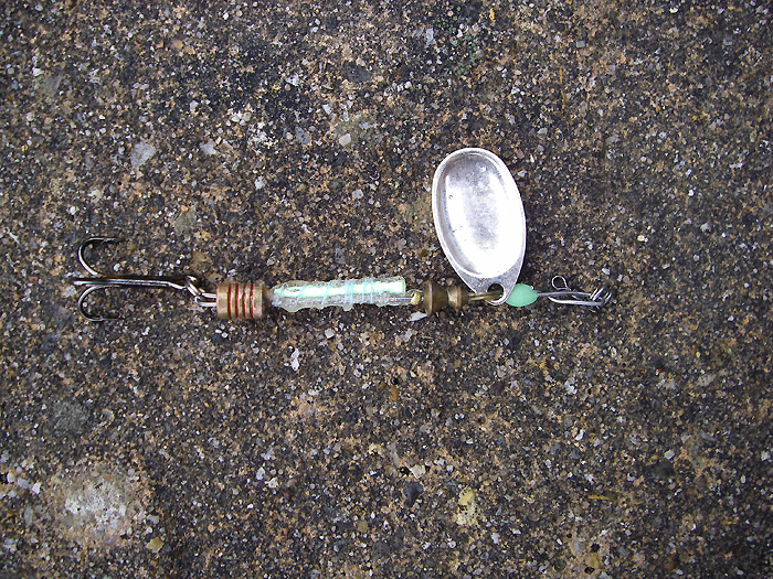 My 'radio-active spinner is intended to be used for seatrout or scad after dark .