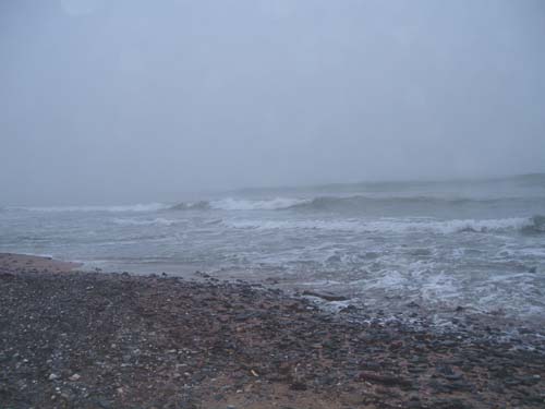 Not far from where I was fishing the surf was pounding the beach.