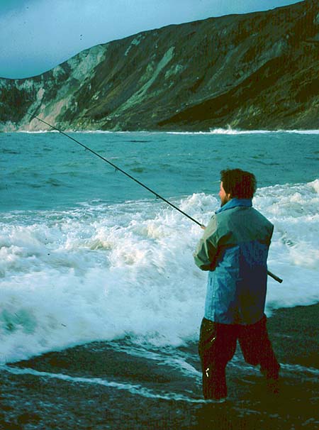 My pal Dave casting into a good surf.