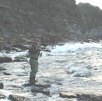 The bass took only a few metres from his feet.