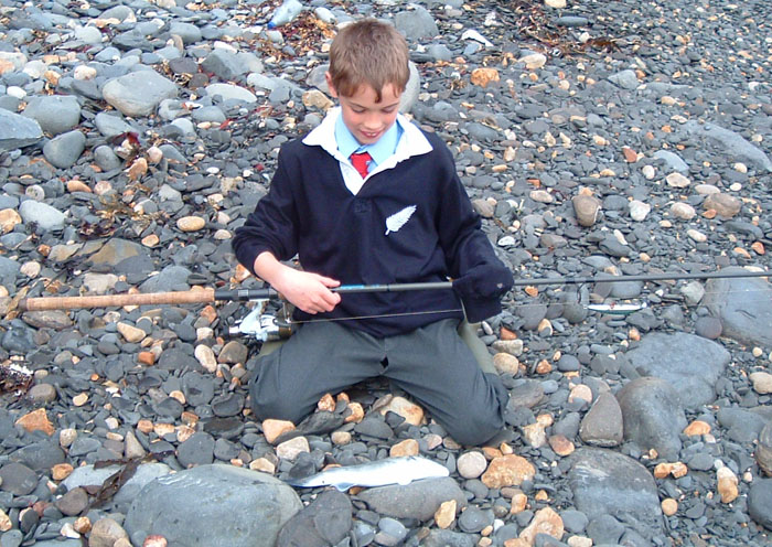 His first plug caught bass - what a fish!