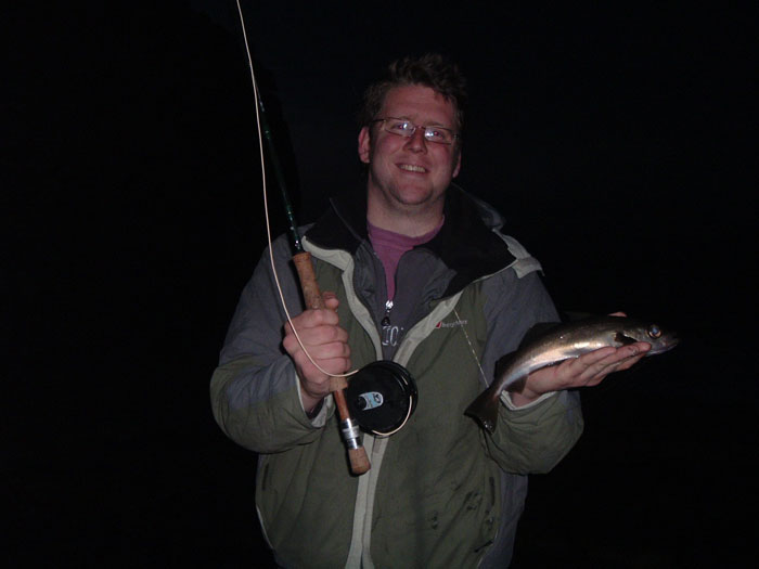 As always the first fish is the hardest - I expect that he'll catch hundreds of fish on the fly now.