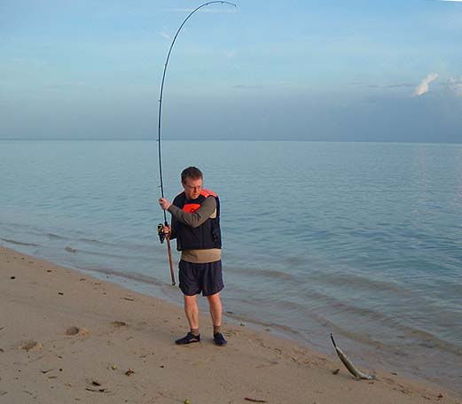 Richard's barracuda slides ashore.