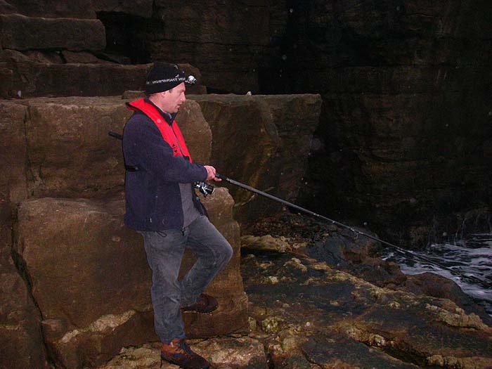 Mark Taylor waits patiently for a fish to ignore his pollack livebait.