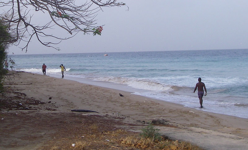Off they go along the beach, handlines at the ready. Note the birds on the horizon following the predator shoals.