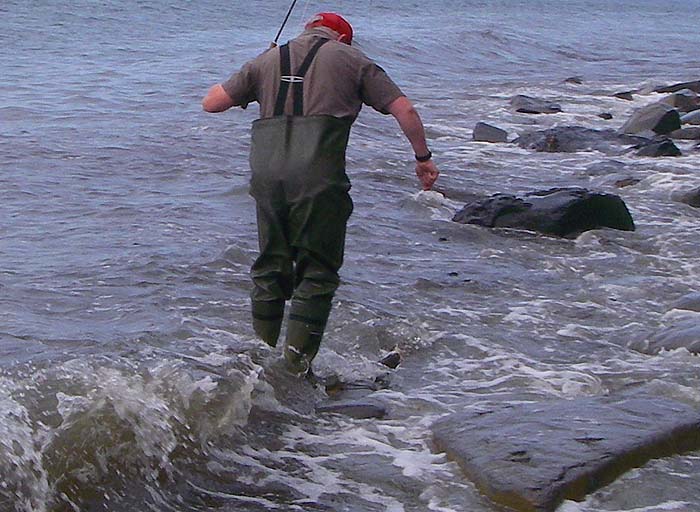 Smaller fish can be unhooked on the spot but heavier ones need to be slid ashore.