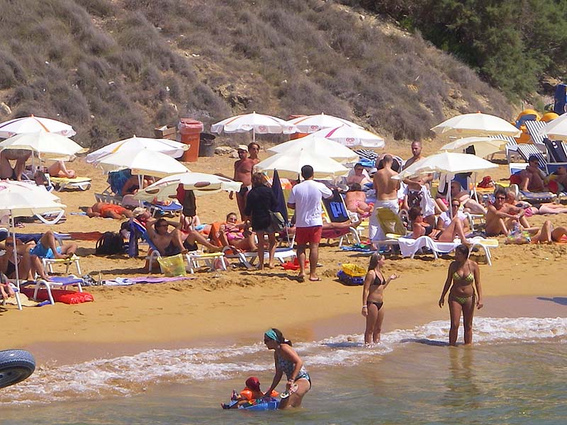 Almost every patch of sand on Malta is covered in sun worshippers - not ideal for bass fishing.