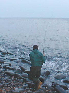 Steve landed two bass just as it was getting dark.