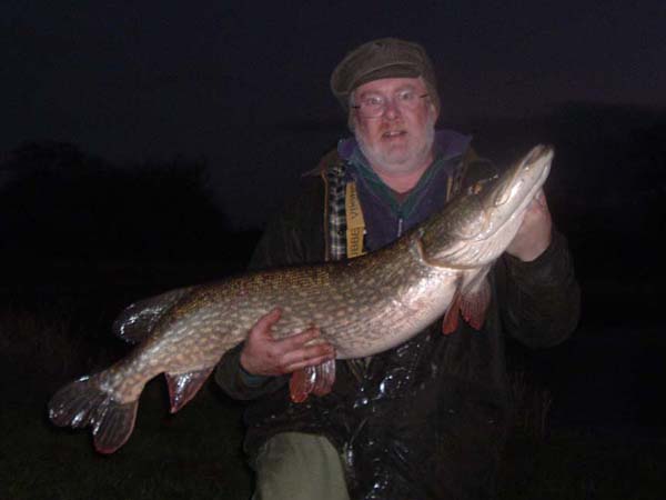Twenty -eight-and-a-half pounds of prime pike.  It wasn't as dark as it looks, the camera is less sensitive than our eyes.