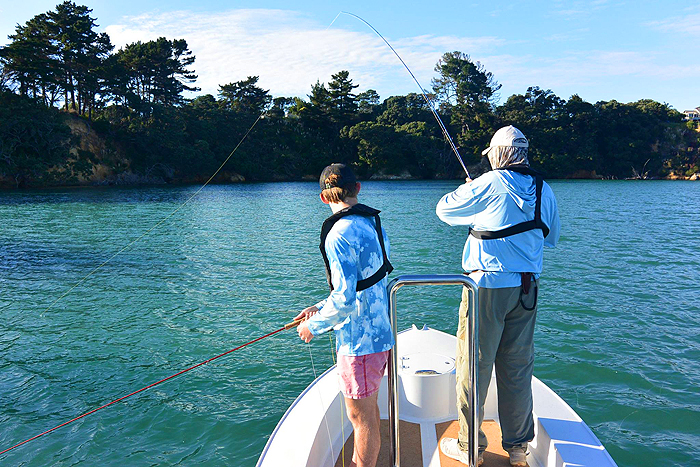 Max and Alan weilding their fly tackle.