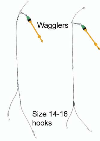 Both the Greek and the Italian anglers are keen on this type of double hook rig.  The tiny hooks suggest that they are not after big fish.